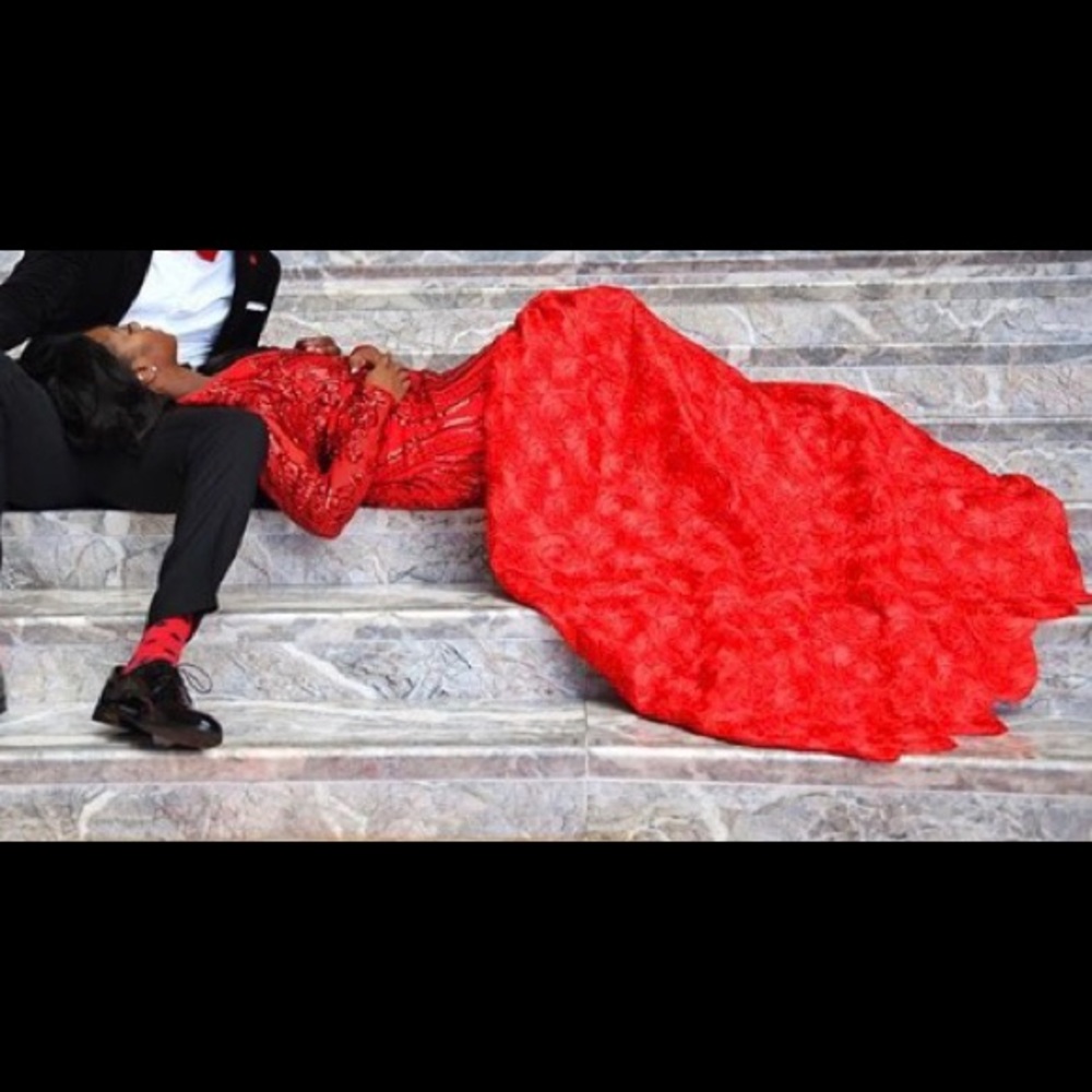 Red Formal Mermaid Gown for Wedding Events or Prom
